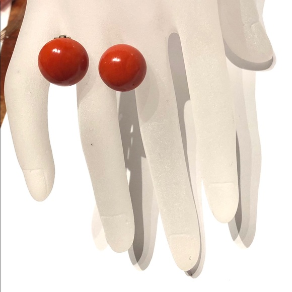 Rare Natural Mediterranean Red Coral Earring 15mm! - Picture 8 of 8